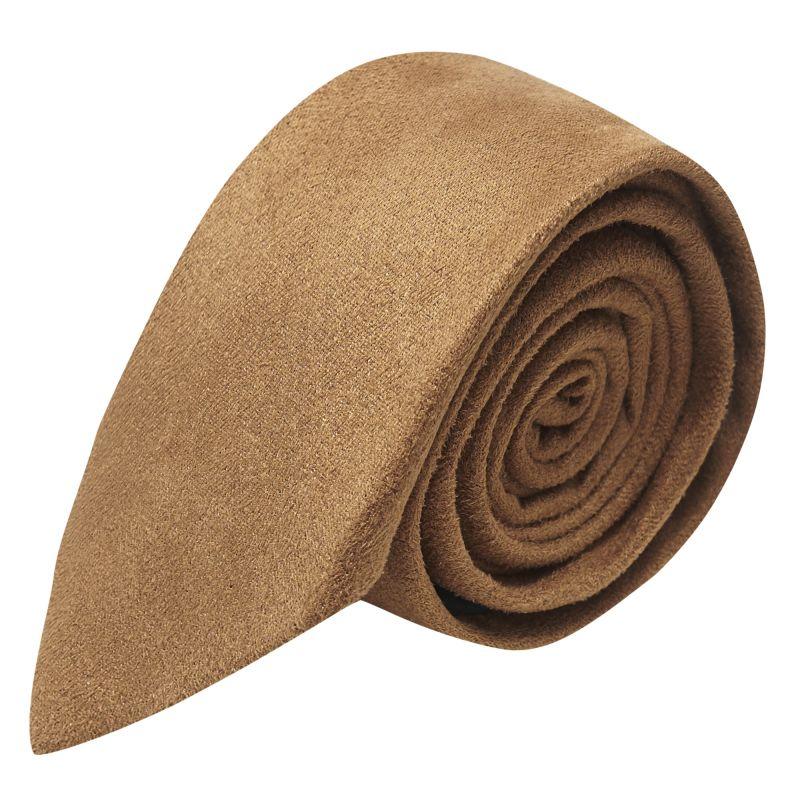 king & priory Golden Brown Suede Tie
