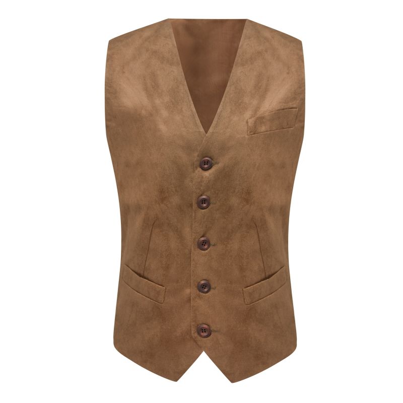 King & Priory Golden Brown Suede Waistcoat
