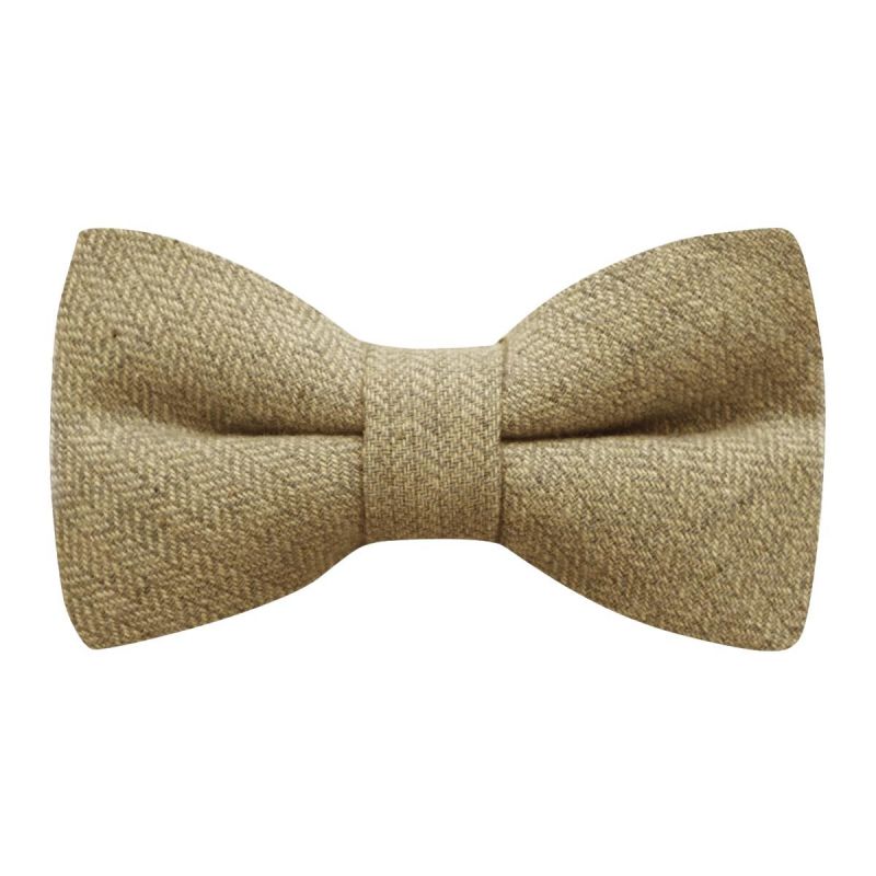 king & priory Golden Yellow Herringbone Bow Tie