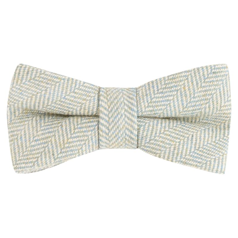 King & Priory Green Tea Herringbone Wool Bow Tie