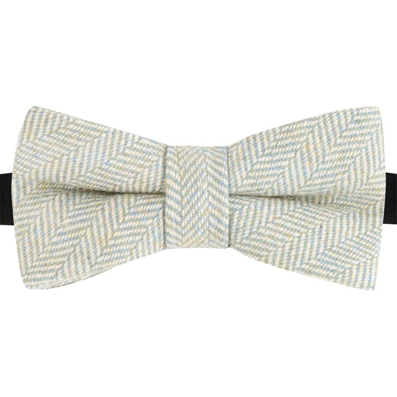 king & priory Green Tea Herringbone Wool Bow Tie