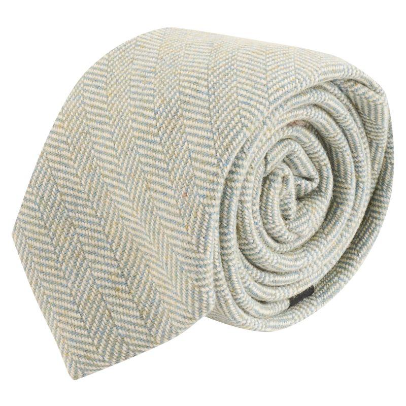 King & Priory Green Tea Herringbone Wool Tie