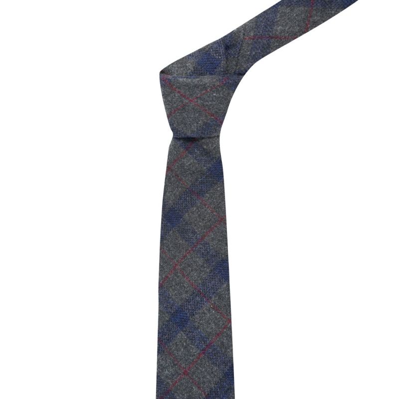 King & Priory Grey & Blue Check Tie