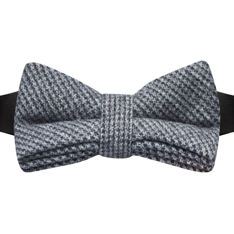 King & Priory Grey / Blue Micro Dogtooth Bow Tie