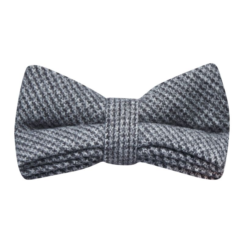 king & priory Grey / Blue Micro Dogtooth Bow Tie