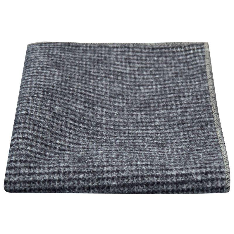 king & priory Grey / Blue Micro Dogtooth Pocket Square
