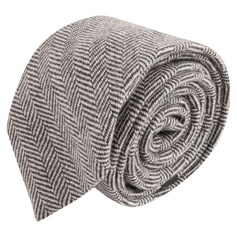 King & Priory Gunsmoke Grey Herringbone Wool Tie