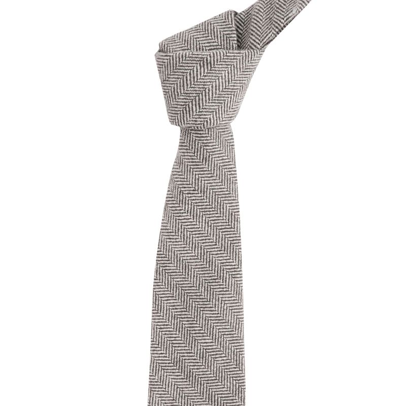 king & priory Gunsmoke Grey Herringbone Wool Tie