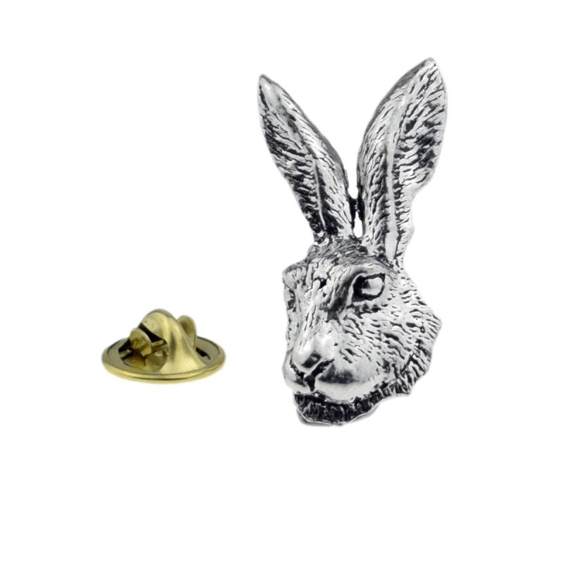 king & priory Hare Head Pewter Lapel Pin