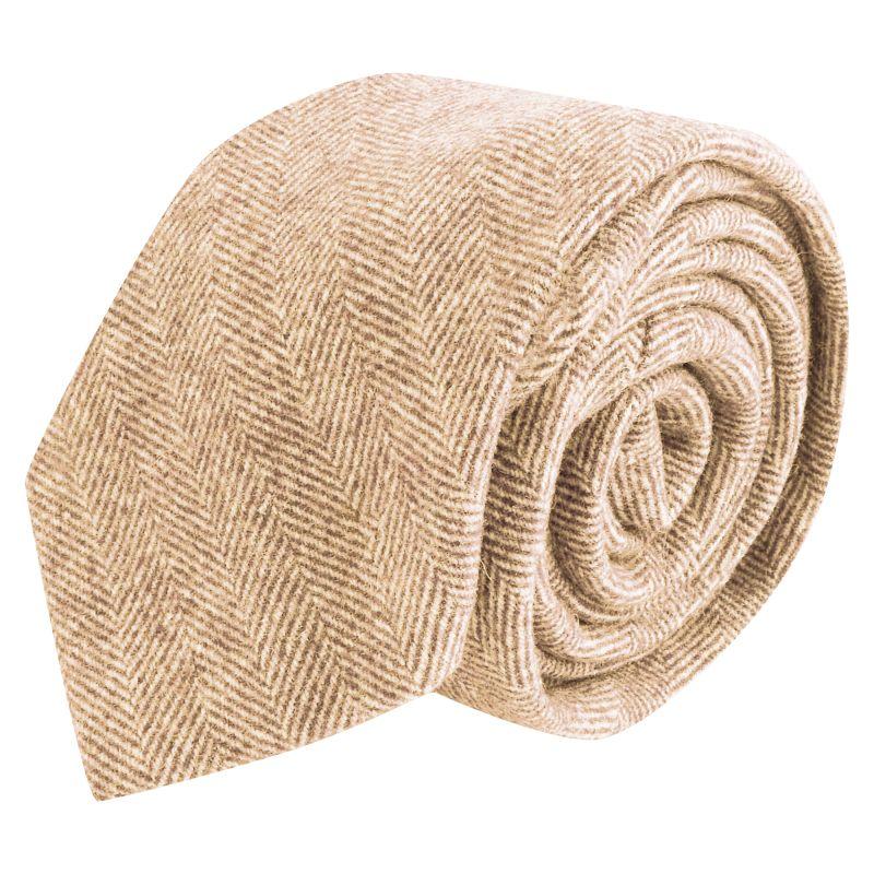 King & Priory Hay Brown Herringbone Wool Tie