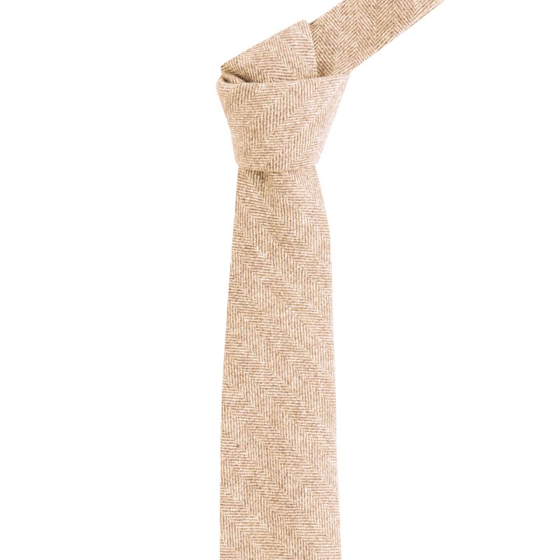 king & priory Hay Brown Herringbone Wool Tie