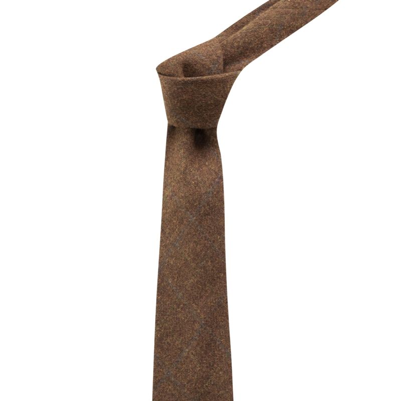 King & Priory Heritage Check Cedar Brown Tie
