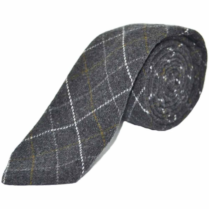King & Priory Heritage Check Charcoal Grey Tie