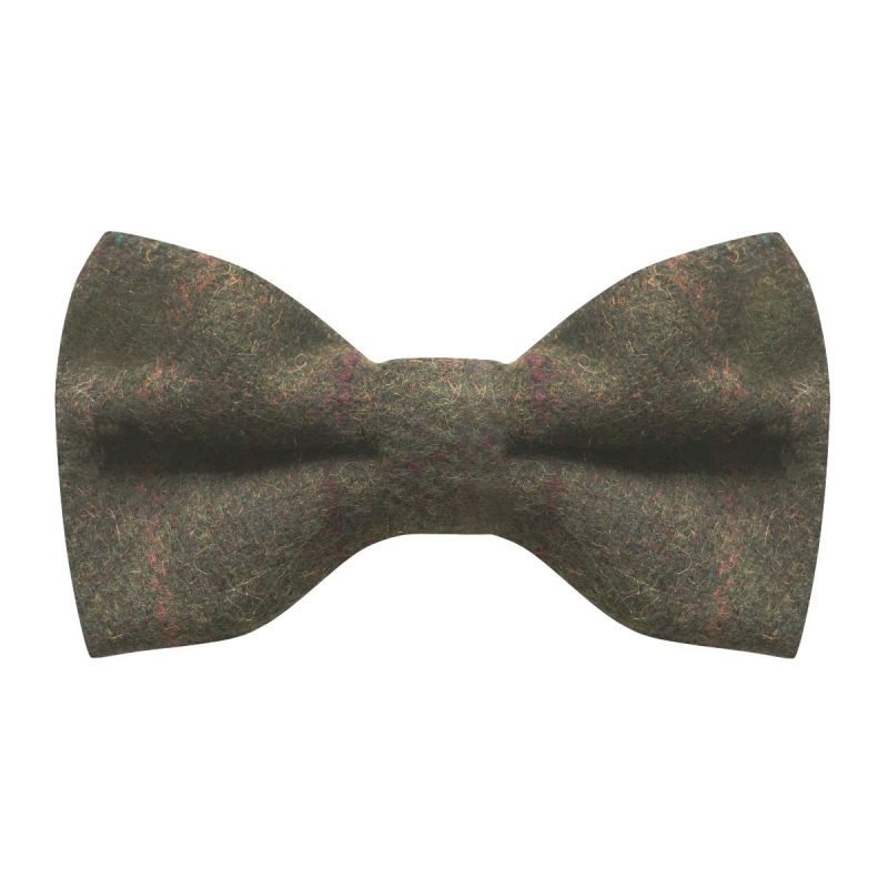 king & priory Heritage Check Moss Green Bow Tie
