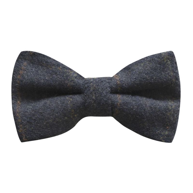 king & priory Heritage Check Navy Blue Bow Tie