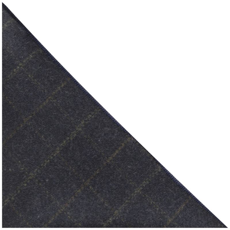 King & Priory Heritage Check Navy Blue Pocket Square