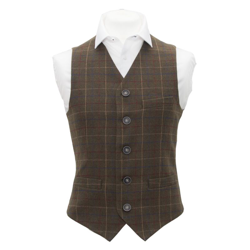 King & Priory Heritage Check Regency Green Waistcoat