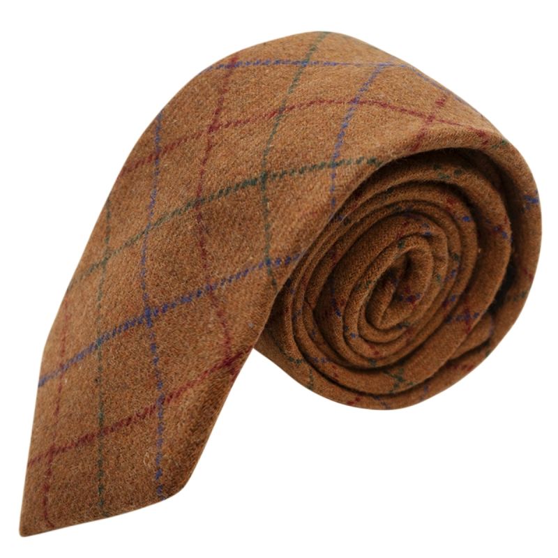king & priory Heritage Check Rustic Brown Tie
