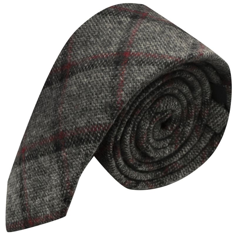 King & Priory Heritage Pebble Grey Check Tie