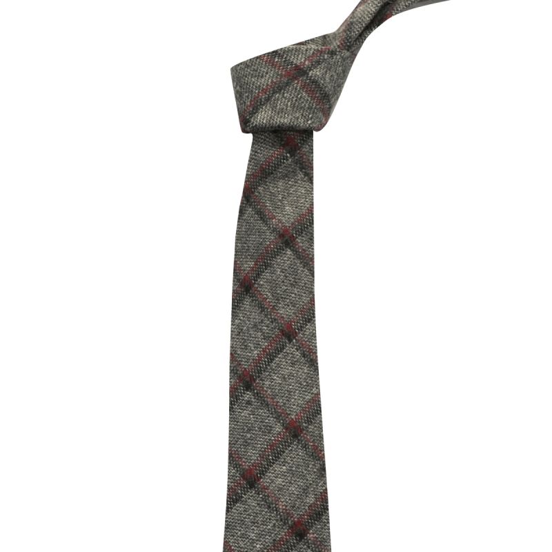 king & priory Heritage Pebble Grey Check Tie