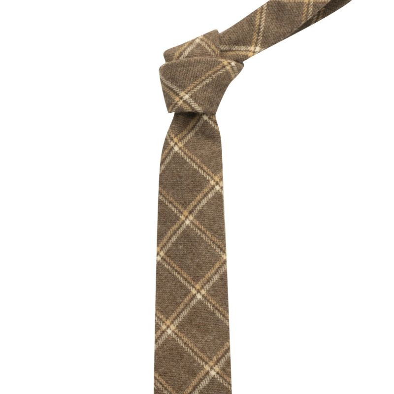 King & Priory Heritage Pecan Brown Check Tie