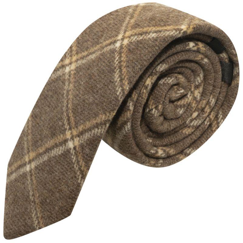 king & priory Heritage Pecan Brown Check Tie