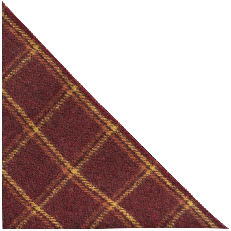 King & Priory Heritage Warm Red Check Pocket Square