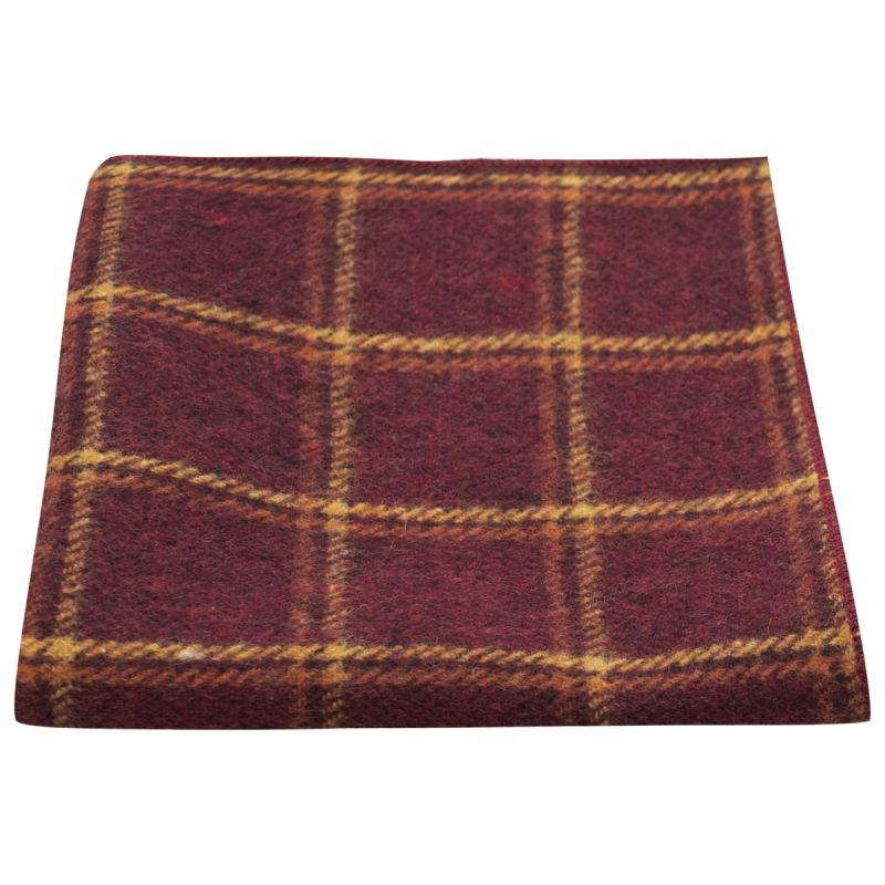 king & priory Heritage Warm Red Check Pocket Square