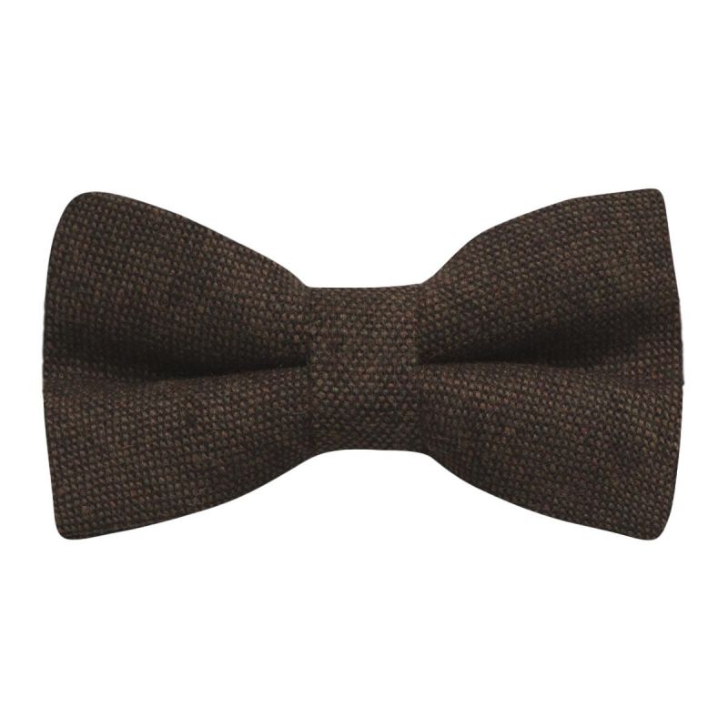 king & priory Highland Weave Cocoa Brown Bow Tie