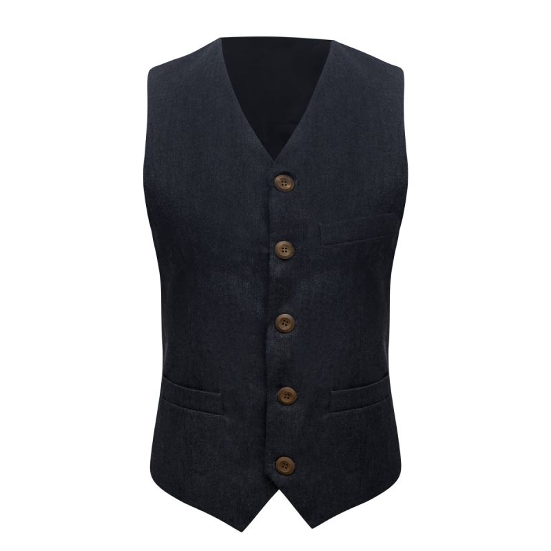 King & Priory Highland Weave Deep Blue Waistcoat
