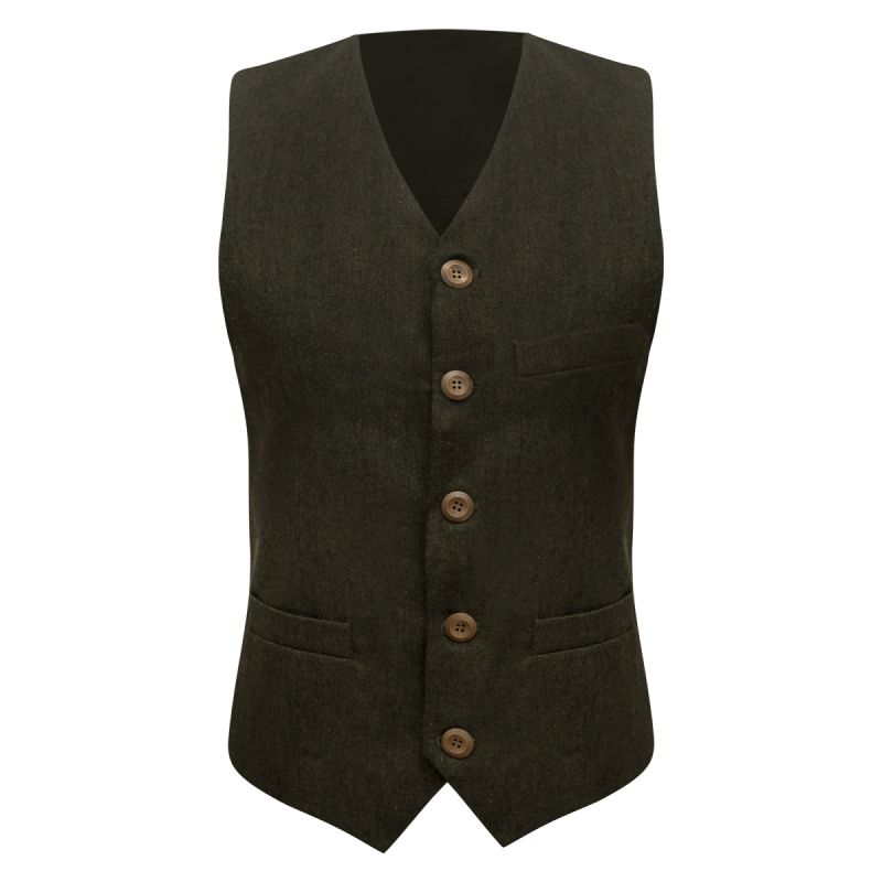 King & Priory Highland Weave Forest Green Waistcoat