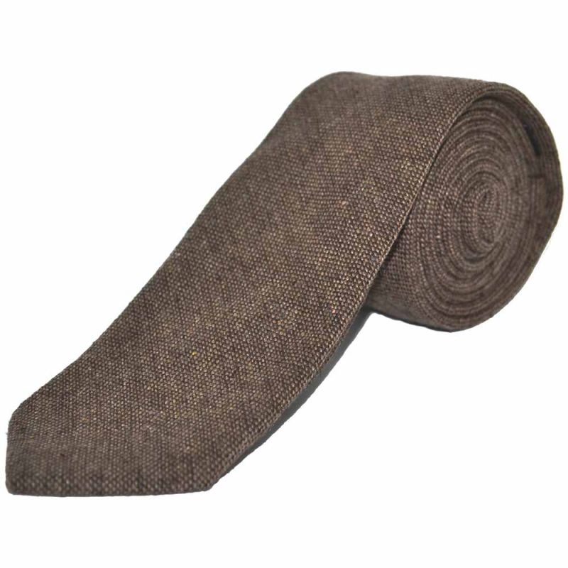 king & priory Highland Weave Hessian Brown Tie
