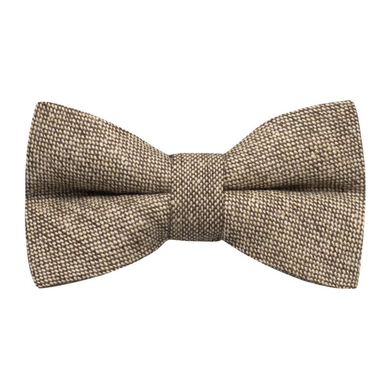 king & priory Highland Weave Latte Brown Bow Tie