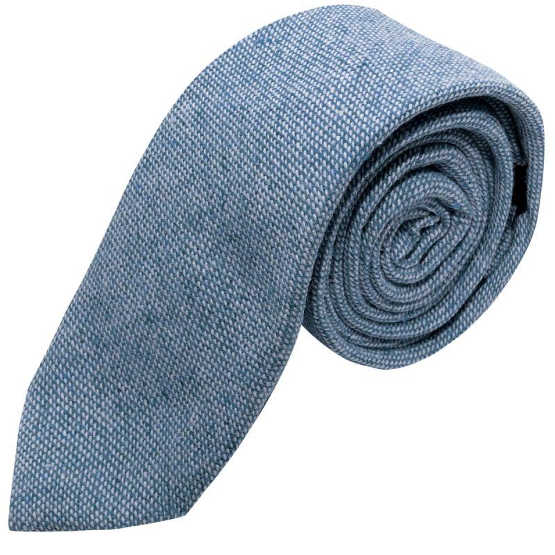 king & priory Highland Weave Stonewashed Blue Tie