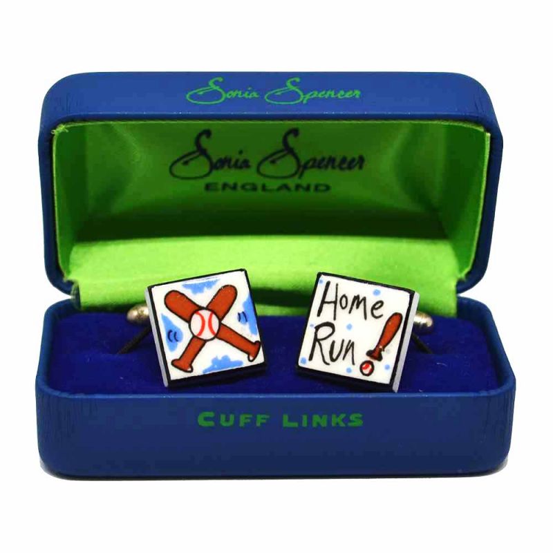 King & Priory Home Run Cufflinks By Sonia Spencer