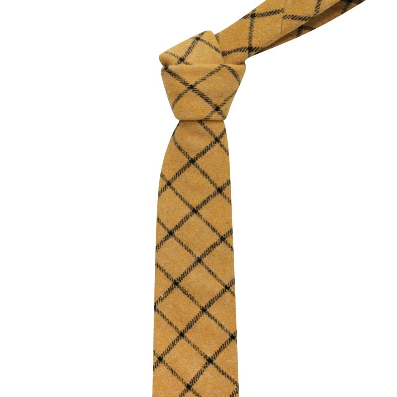 King & Priory Honey Brown Birdseye Weave Check Tie