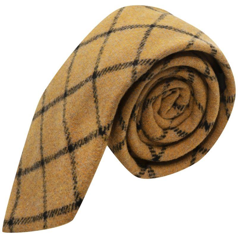 king & priory Honey Brown Birdseye Weave Check Tie