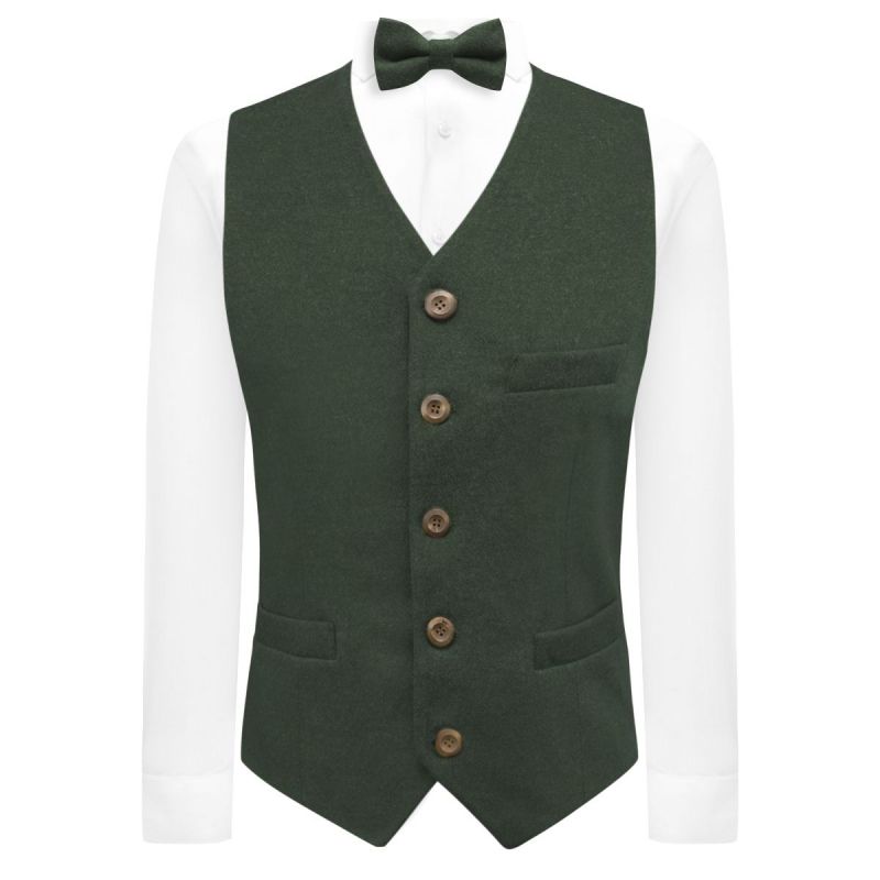 King & Priory Hunter Green Donegal Tweed Waistcoat