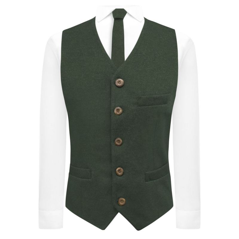 King & Priory Hunter Green Donegal Tweed Waistcoat