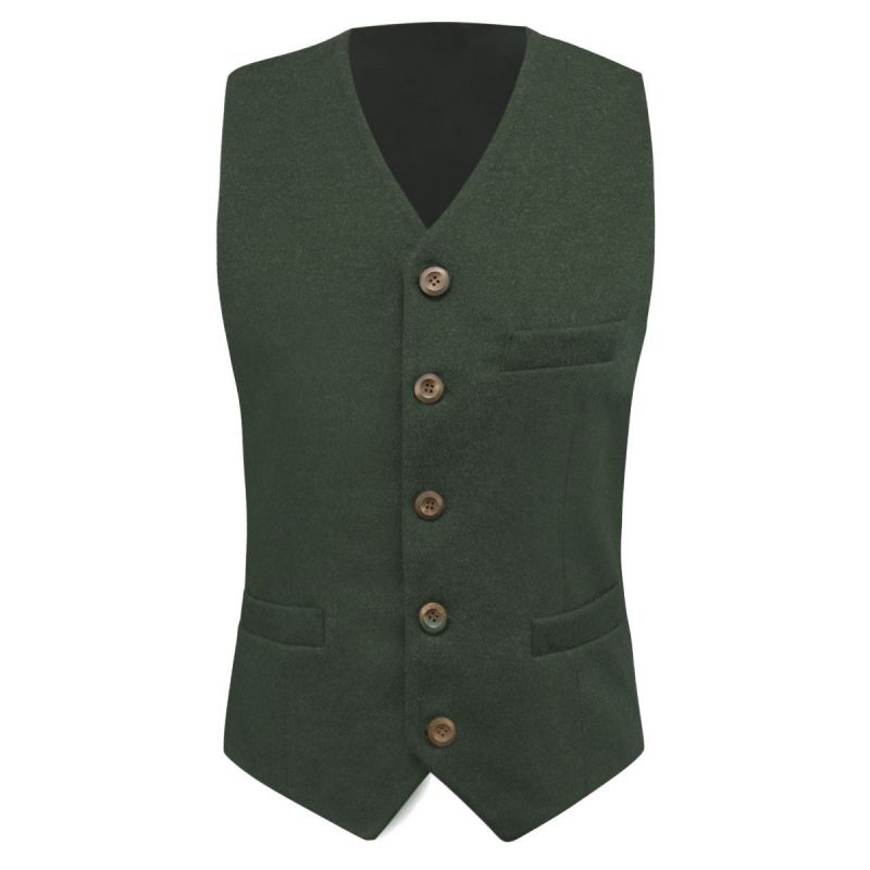 King & Priory Hunter Green Donegal Tweed Waistcoat