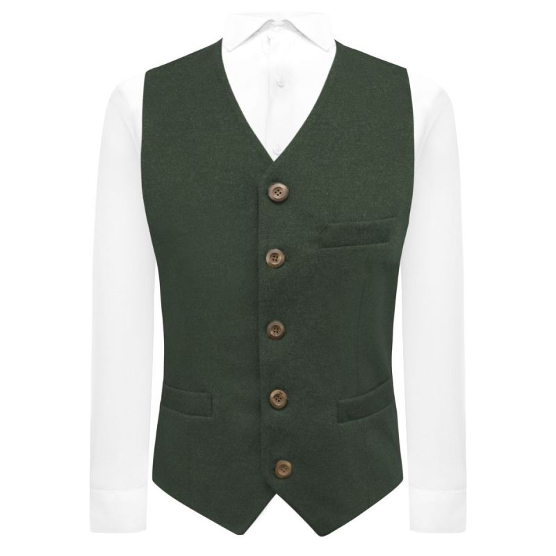 king & priory Hunter Green Donegal Tweed Waistcoat