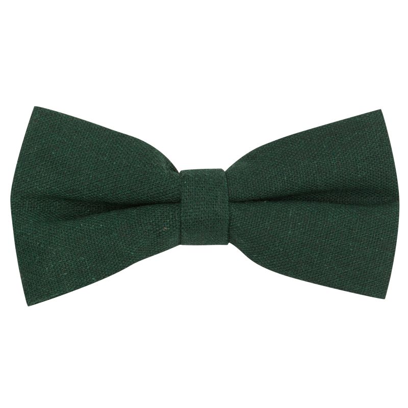 King & Priory Hunter Green Linen Bow Tie