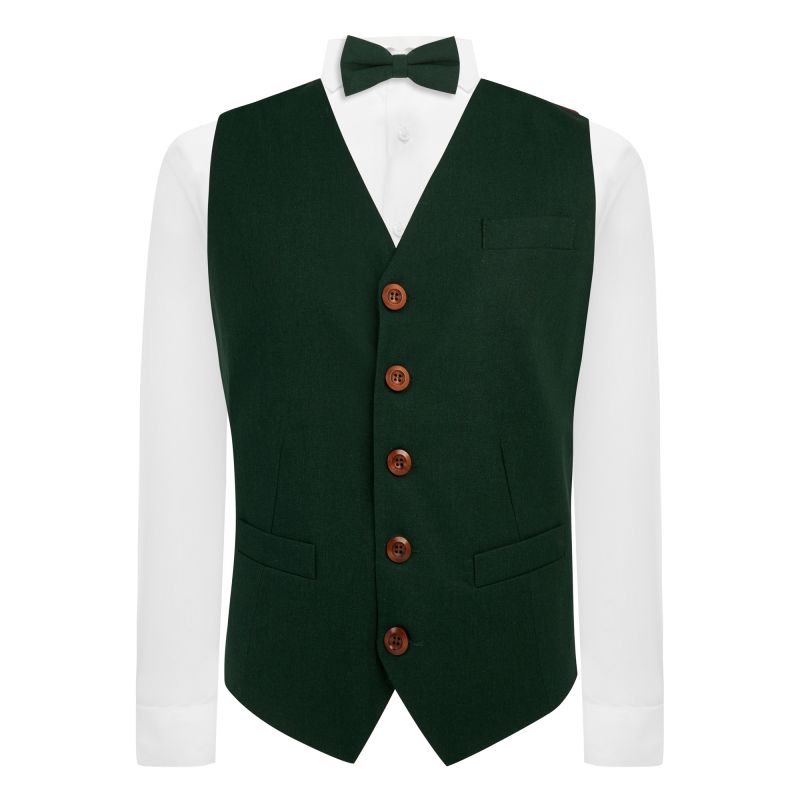 King & Priory Hunter Green Linen Waistcoat