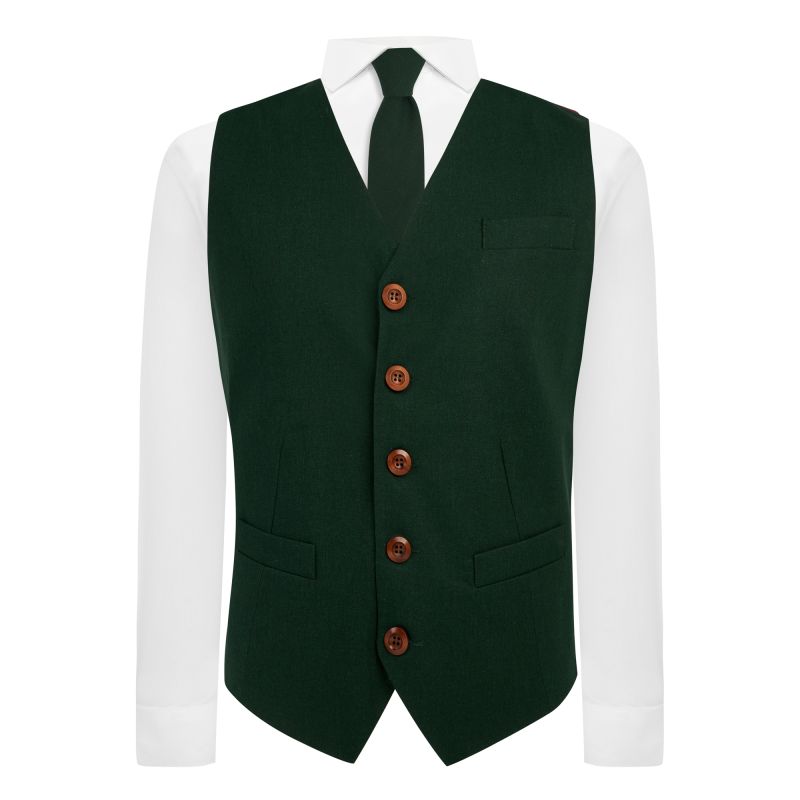 King & Priory Hunter Green Linen Waistcoat