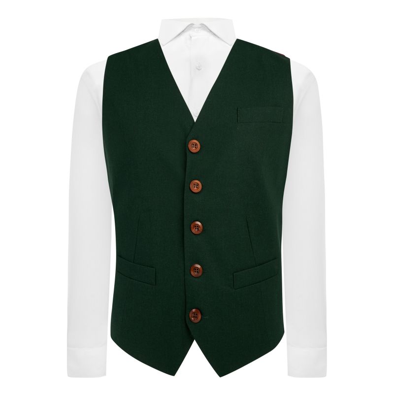 King & Priory Hunter Green Linen Waistcoat