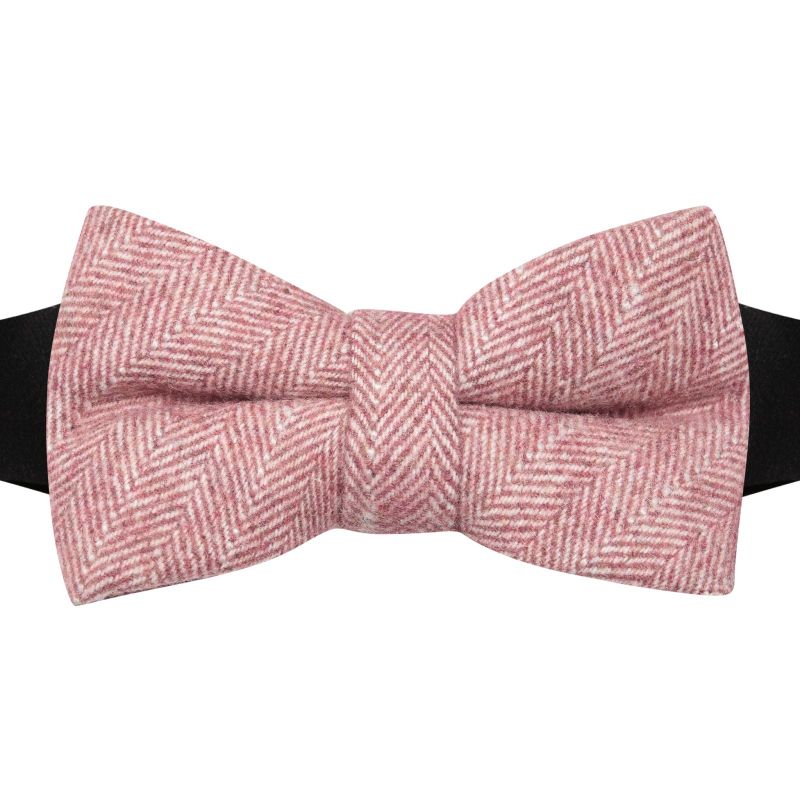 King & Priory Indian Red Herringbone Bow Tie
