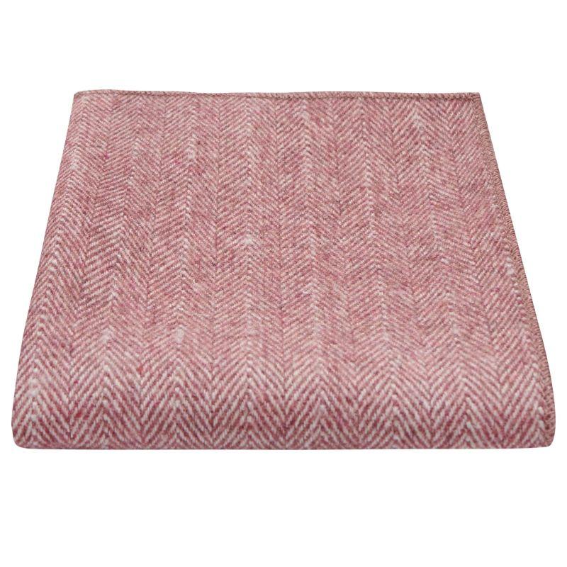 king & priory Indian Red Herringbone Pocket Square