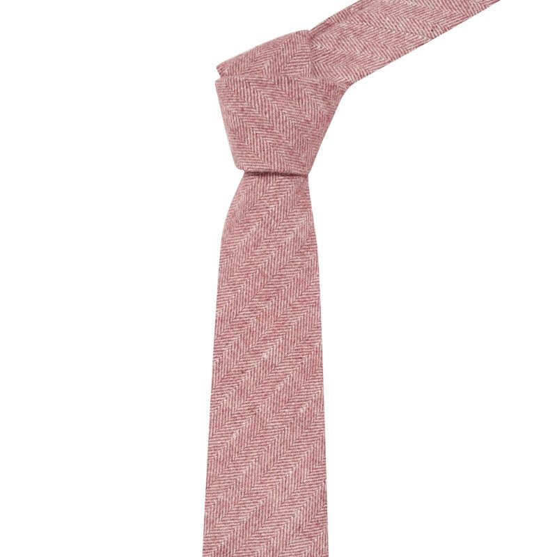 King & Priory Indian Red Herringbone Tie