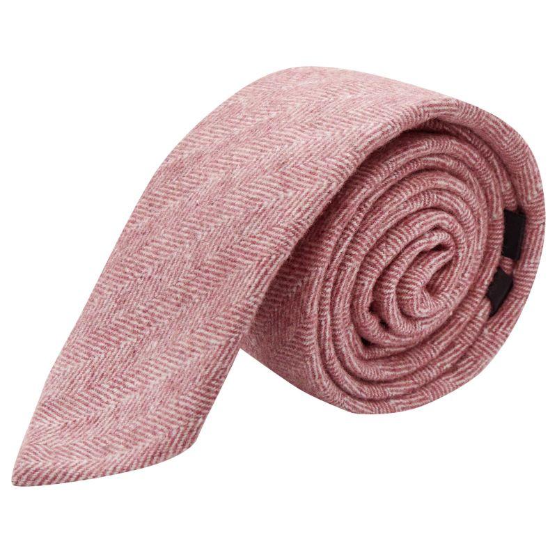 king & priory Indian Red Herringbone Tie