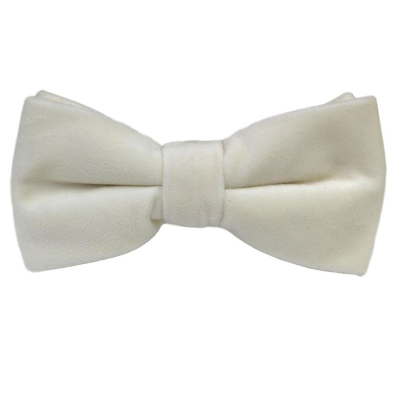 King & Priory Ivory Velvet Bow Tie & Pocket Square Set